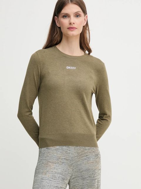 Dkny sweter damski kolor zielony lekki DJ5R0743 - zdjęcie produktu nr 1
