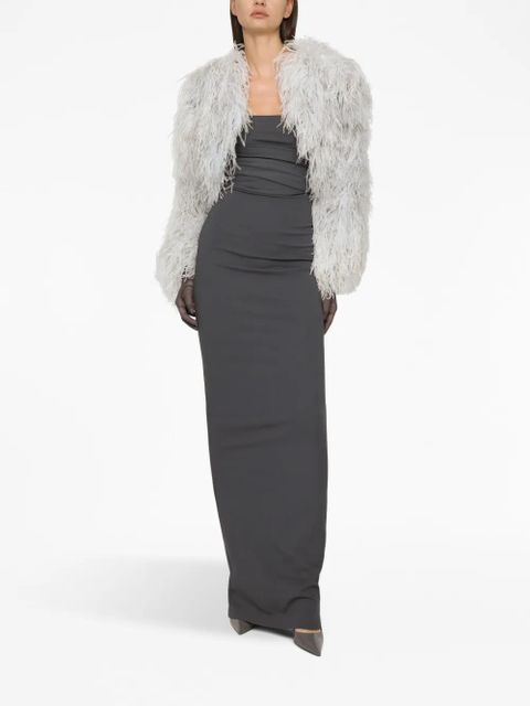 Dolce & Gabbana KIM DOLCE&GABBANA feather-trim bolero jacket - Grey