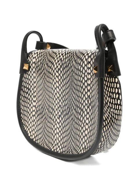 Valentino Garavani signature Rockstud embellishment animal-print cross body bag - Black