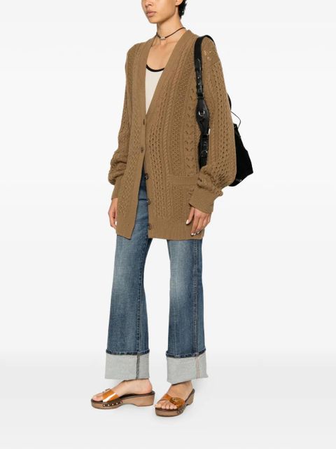 Chloé cable-knit pointelle cardigan - Green - zdjęcie produktu nr 2