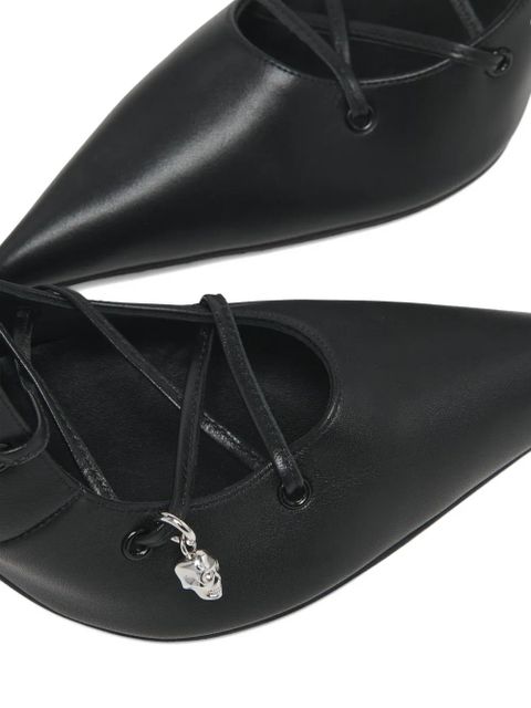 Alexander McQueen Ghillie lace-up skull-charm mules - Black