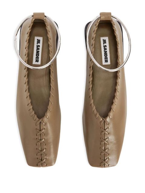 Jil Sander leather ballet flats - Brown
