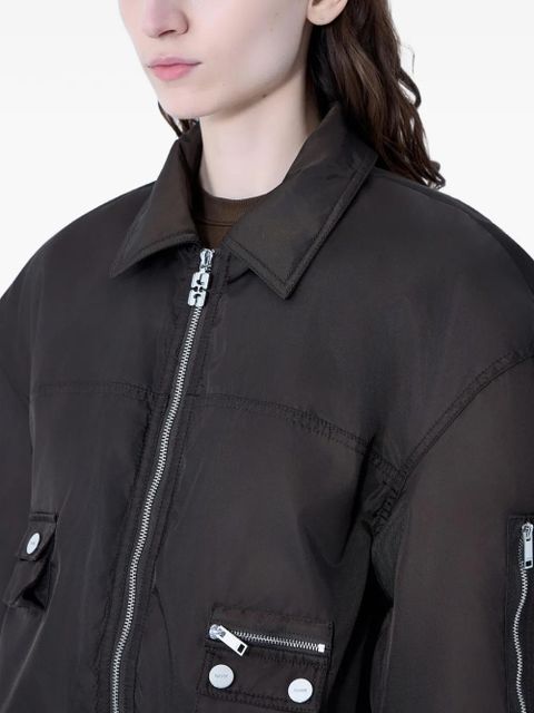 GANNI ruffled multiple pockets jacket - Brown