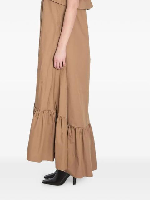 Saint Laurent twill ruffled maxi dress - Brown