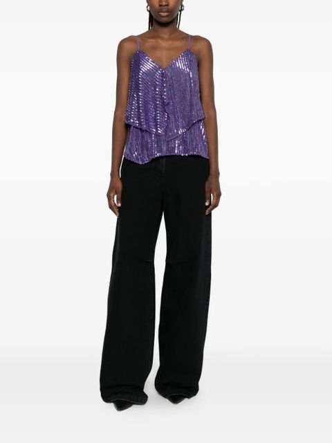 PINKO Tosato sequin-embellished ruffled top - Purple - zdjęcie produktu nr 2