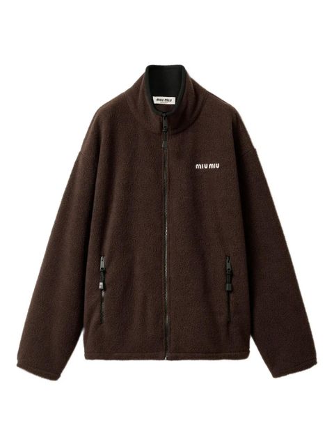 Miu Miu logo-embroidered jacket - Brown - zdjęcie produktu nr 1