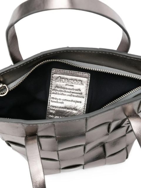 DRAGON DIFFUSION woven-leather tote bag - Silver