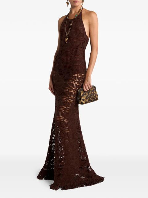 ETRO crochet-effect maxi dress - Brown - zdjęcie produktu nr 2