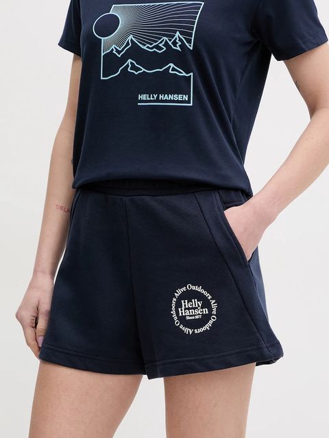 Helly Hansen szorty damskie kolor granatowy z nadrukiem high waist 54081 - zdjęcie produktu nr 1