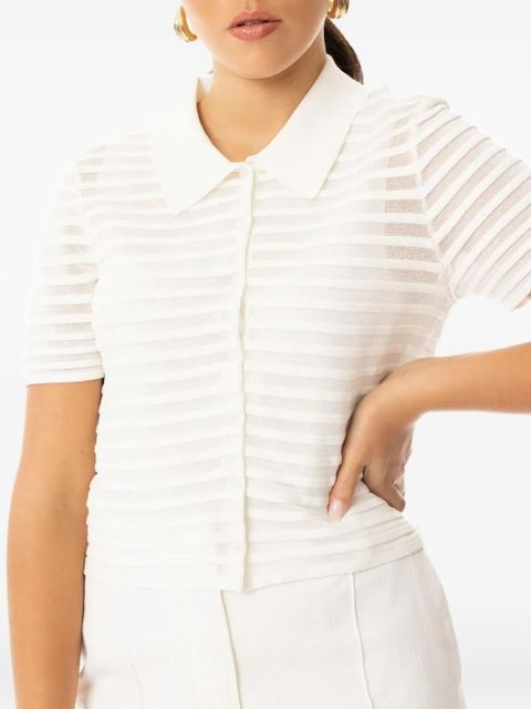 Simkhai Larken striped polo-neck cardigan - White