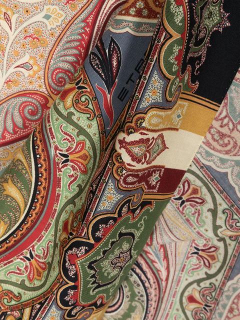 ETRO paisley-print wool-blend scarf - Green