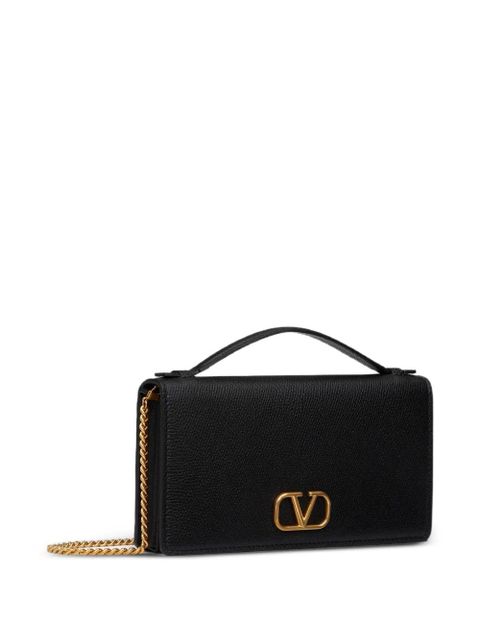 Valentino Garavani VLogo Signature grainy calfskin wallet with chain - Black