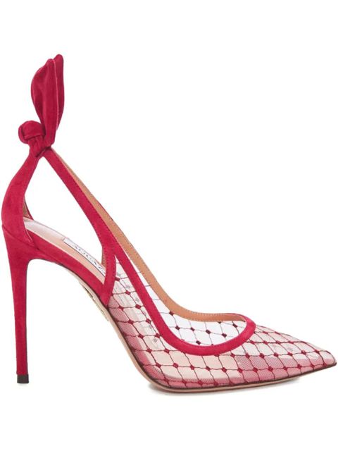 Aquazzura mesh-panelled stiletto pumps - Red - zdjęcie produktu nr 1