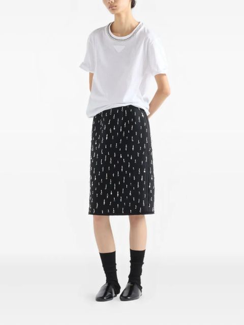 Prada embellishment-details scuba midi skirt - Black