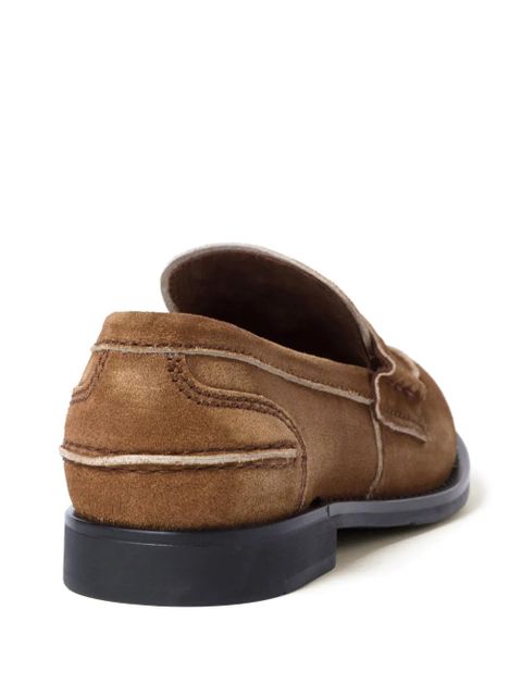 Miu Miu coin-plaque suede loafers - Brown