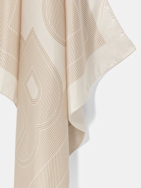 BOSS apaszka jedwabna kolor beżowy wzorzysta 50536118 - zdjęcie produktu nr 2