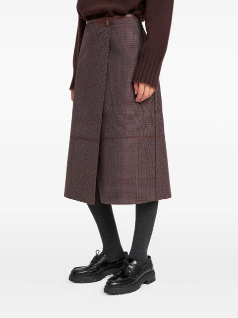 Yves Salomon leather wrap midi skirt - Brown