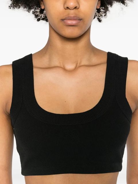 Alexander Wang embossed-logo cropped tank top - Black