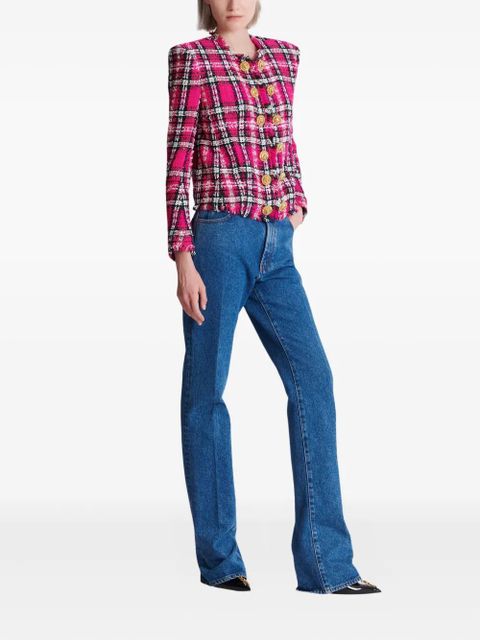 Balmain plaid button jacket - Pink