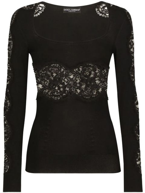 Dolce & Gabbana floral-lace knit jumper - Black - zdjęcie produktu nr 1