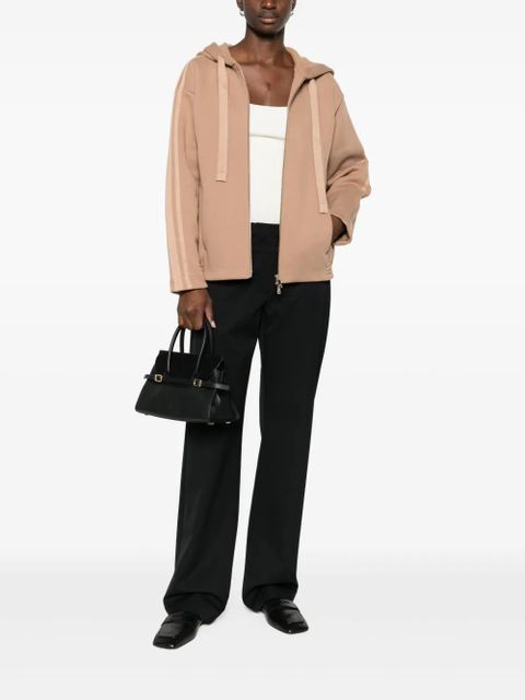 Max Mara stripe-detail zip-up hoodie - Brown