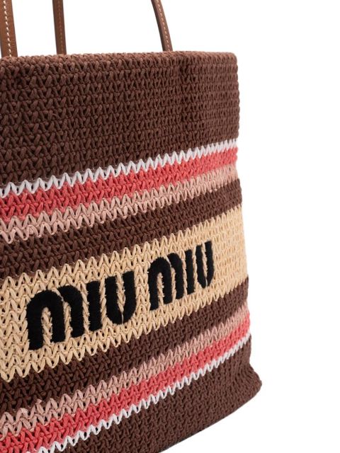 Miu Miu striped crochet shoulder bag - Brown
