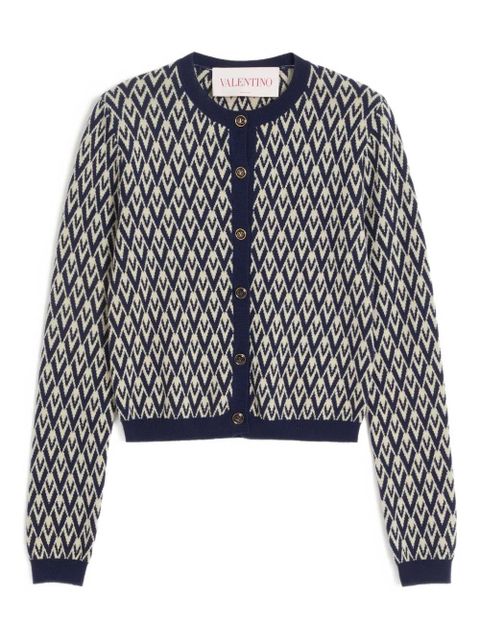 Valentino Garavani Toute La V jacquard cardigan - Blue
