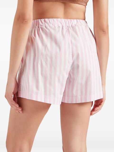 Hunza G striped-pattern logo-embroidery shorts - Pink