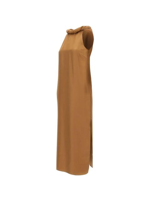 LouLou de Saison Susan twisted-collar sleeveless midi dress - Brown