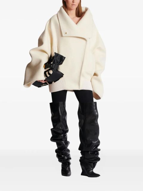 Balmain high-neck wide-sleeve coat - White - zdjęcie produktu nr 2