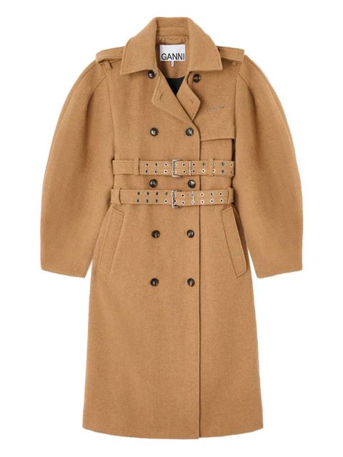 GANNI belted double-breasted coat - Brown - zdjęcie produktu nr 1