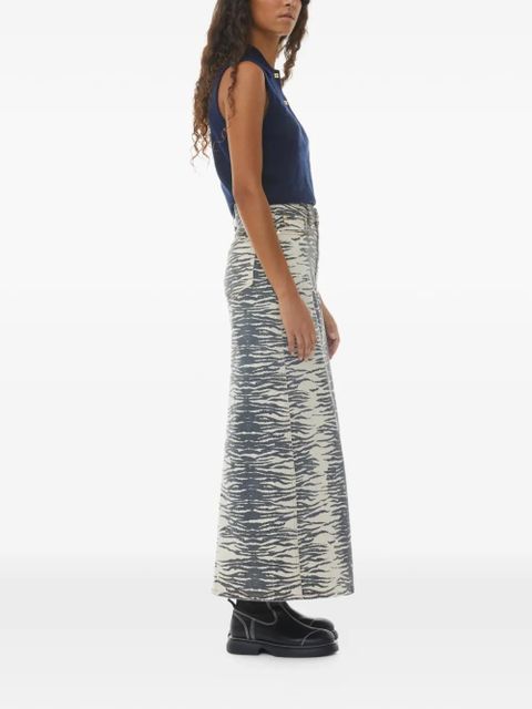 GANNI zebra-print maxi skirt - Neutrals