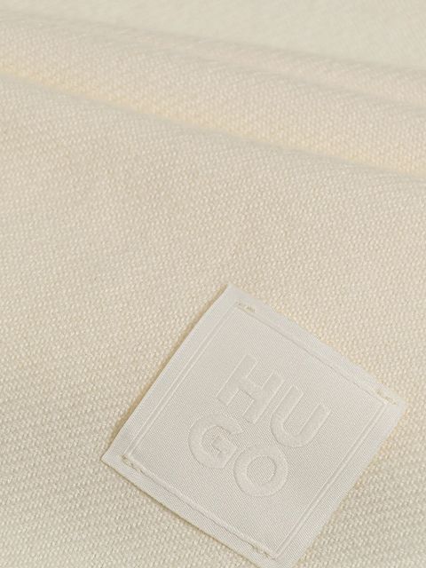 HUGO szalik wełniany kolor beżowy gładki 50517683 - zdjęcie produktu nr 2