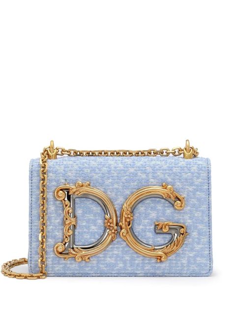 Dolce & Gabbana logo plaque bouclé cross body bag - Blue - zdjęcie produktu nr 1