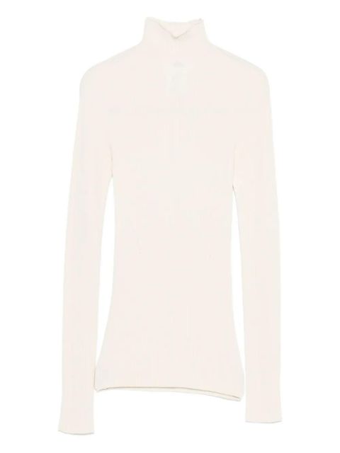SOLOTRE high-neck ribbed sweater - White - zdjęcie produktu nr 1