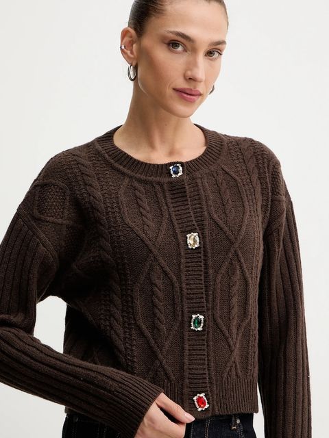 Liu Jo kardigan z dodatkiem wełny damski kolor brązowy ciepły MF5423 MS040