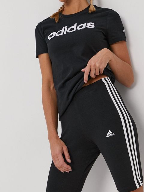 adidas Szorty damskie kolor czarny z aplikacją high waist GR3866