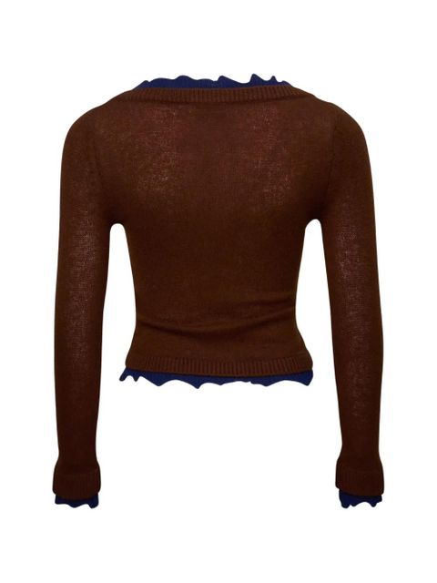 SHUSHU/TONG contrast-trim raw-edge sweater - Brown - zdjęcie produktu nr 2