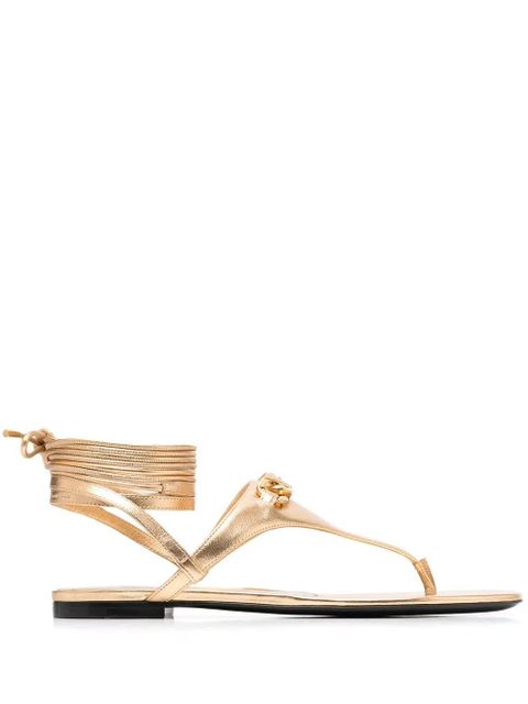 Valentino Garavani VLogo leather sandals - Gold - zdjęcie produktu nr 1