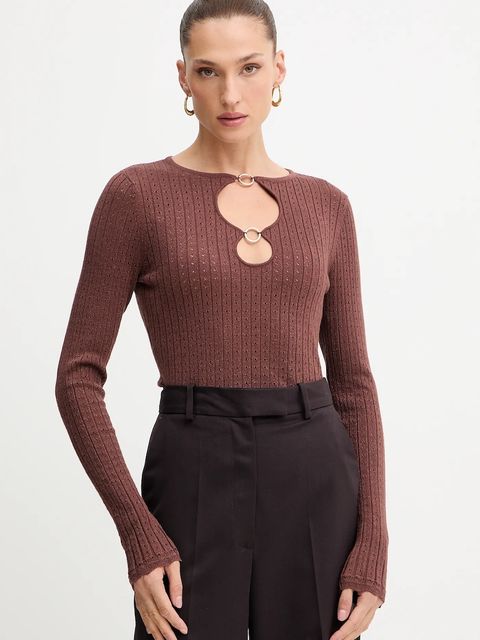 Fracomina sweter damski kolor brązowy lekki FS25WT7021K501Q7 - zdjęcie produktu nr 1