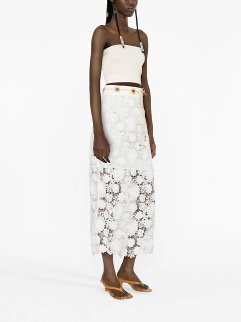 ZIMMERMANN Raie lace midi skirt - White