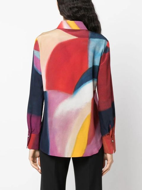 Chloé abstract-print silk shirt - Blue