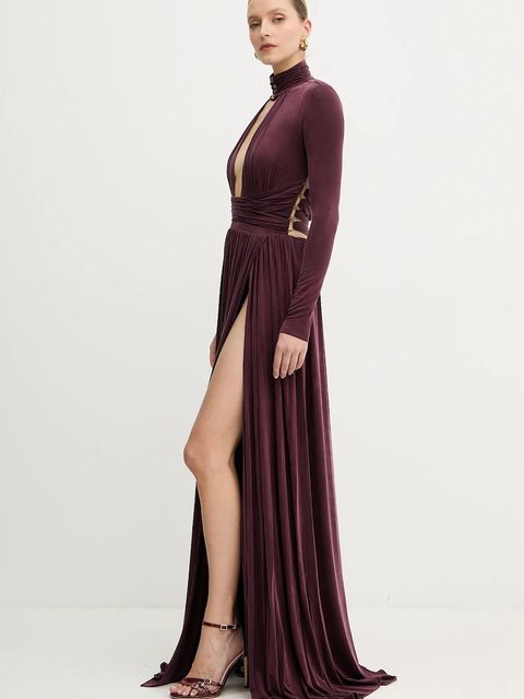 Elisabetta Franchi sukienka kolor bordowy maxi rozkloszowana ABR1656E2 - zdjęcie produktu nr 2