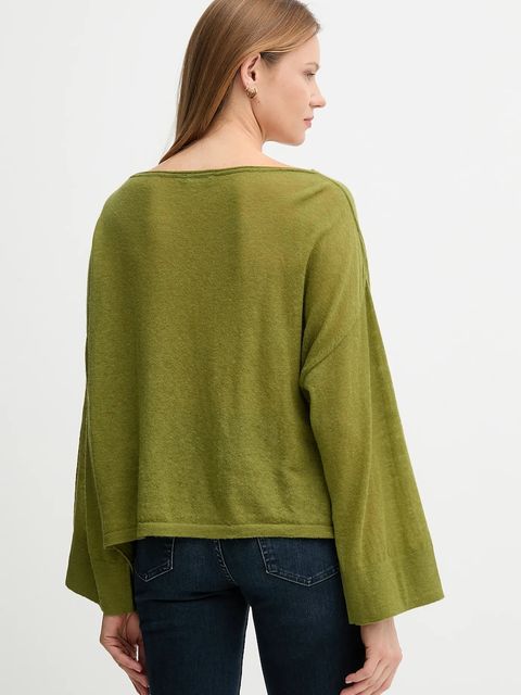 United Colors of Benetton sweter z wełną damski kolor zielony lekki 109PD10E1 - zdjęcie produktu nr 2