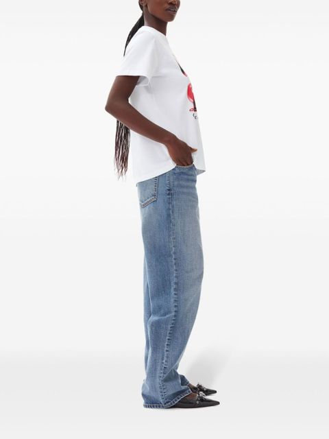 GANNI logo-print graphic t-shirt - White