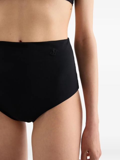 Jil Sander embroidered monogram bikini bottom - Black