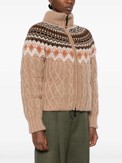 Moncler Grenoble patterned-jacquard puffer jacket - Brown