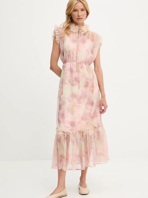 Answear.LAB sukienka kolor beżowy maxi prosta - zdjęcie produktu nr 2