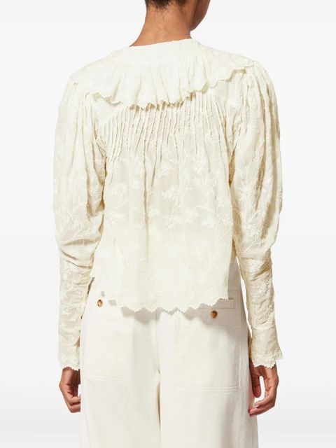 ISABEL MARANT x ZELLY ruffled embroidered top - Neutrals