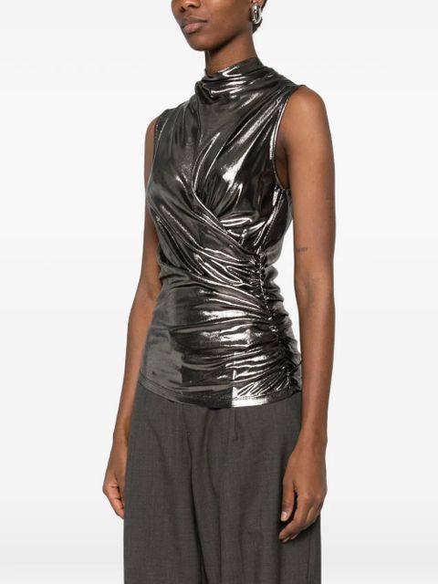 Blumarine draped metallic top - Grey